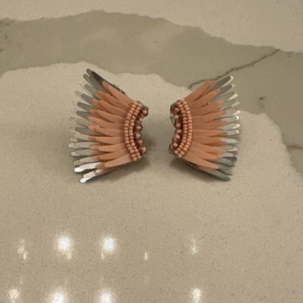 Mignonne Gavigan Pink and Silver Wing Earrings